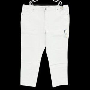 NWT Terra & Sky Women's Straight High Rise Stretch White Denim Jeans Plus Sz 24W